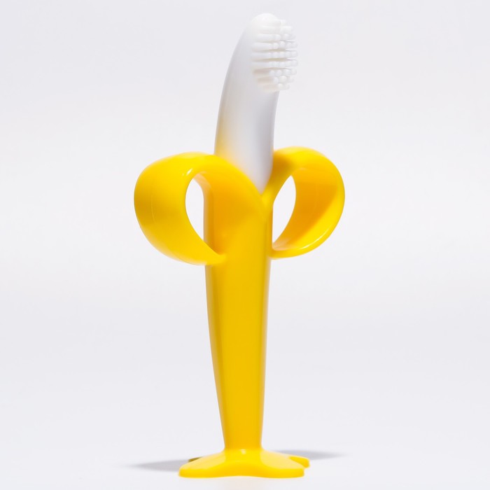 Детская зубная щетка, прорезыватель - массажер «Банан», на присоске