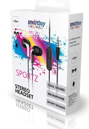Универсальная гарнитура Smartbuy SPORTZ, микрофон, кнопка принятия вызова, белая/серая