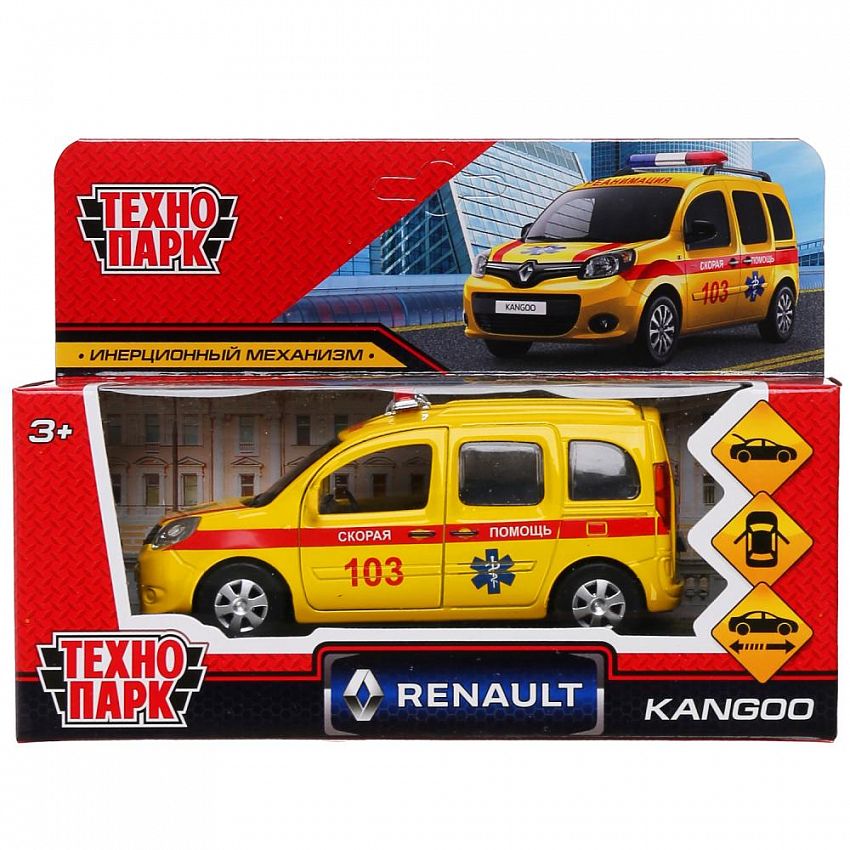 Модель KANGOO-12AMB-YE RENAULT KANGOO Реанимация желтый Технопарк в кор