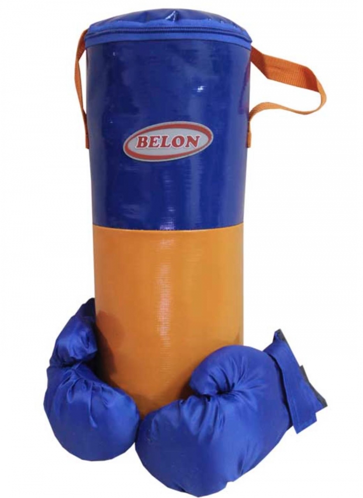 Набор для бокса: груша боксерская (цилиндр 40смх?15см) с перчатками. Цвет оранжевый-синий, тент