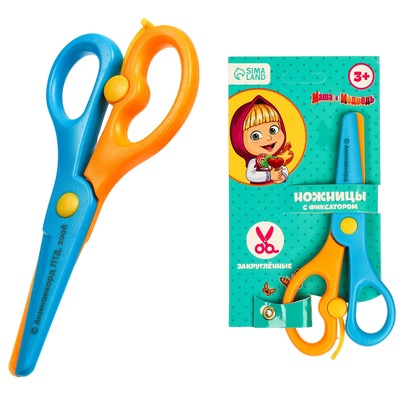 Ножницы детские 13 см, пластиковые двухцветные ручки, Маша и Медведь