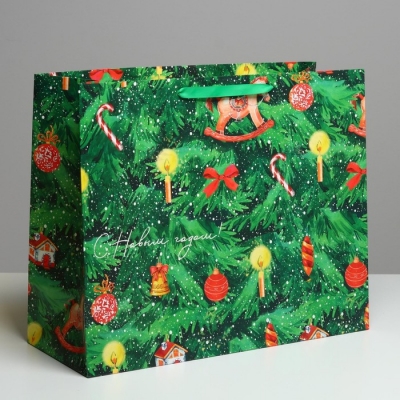 Пакет ламинированный горизонтальный «Ёлочка нарядная», XL 49 × 40 × 19 см