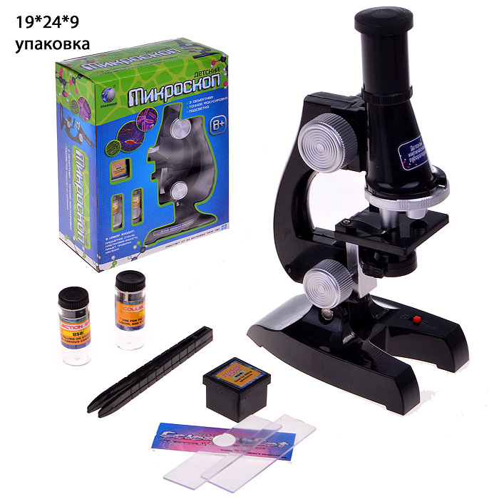 Микроскоп детский на батарейках, в коробке