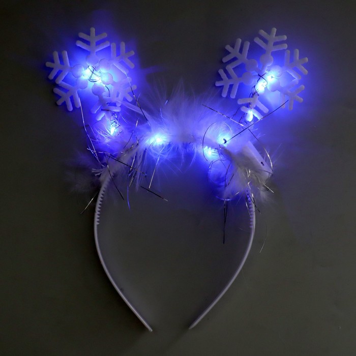 Карнавальный ободок «Снежинка 2» с голубыми диодами