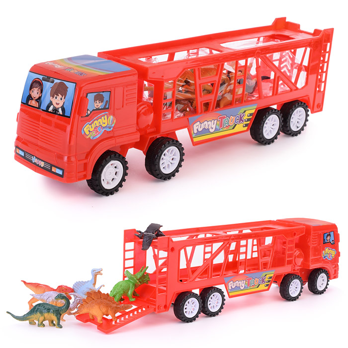 Автовоз с набором динозавров, в пакете 069-23