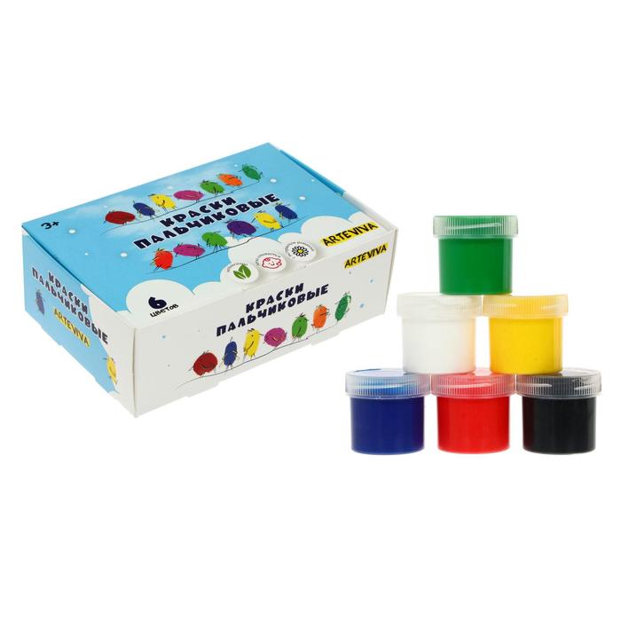 Краски пальчиковые Спектр, набор 6 цветов х 40 мл, 240 мл, с ромашкой, ARTEVIVA