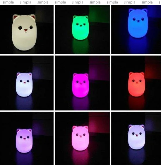 Светодиодный ночник светильник силиконовый для детской комнаты с милым мишкой со встроенным акк