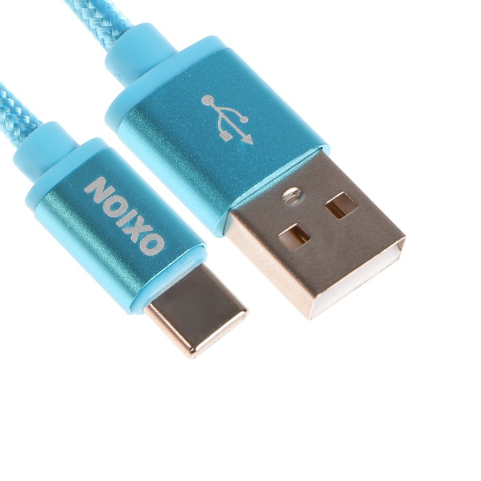 Кабель OXION DCC259, Type-C - USB, зарядка + передача данных, 1.3 м, оплетка, синий