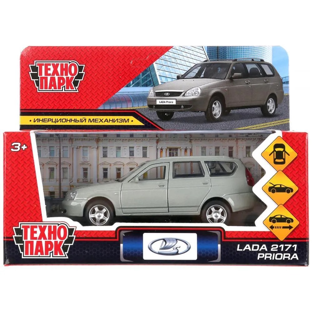 Машина металл Lada Priora, 12 см, (двери, багаж, бежевый) инерц, в коробке