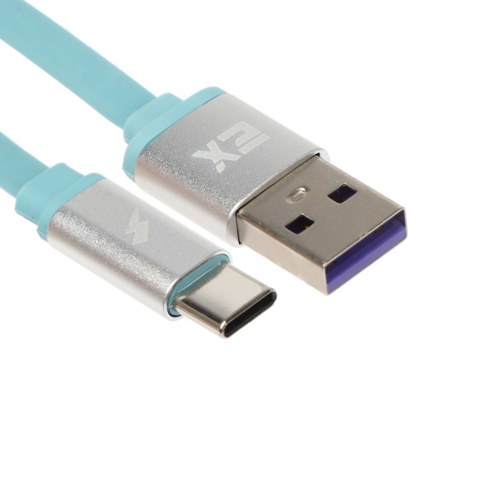 Кабель Exployd EX-K-1317, Type-C - USB, 2.4 А, 1 м, силиконовая оплетка, синий