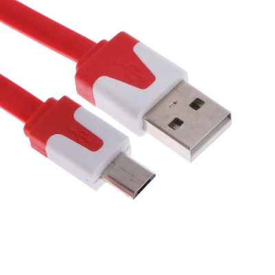 Кабель OXION DCC328, microUSB - USB, зарядка + передача данных, 1 м, плоский, красный