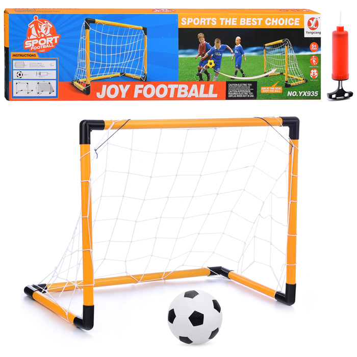 Ворота футбольные, с мячом и насосом, в коробке YX935