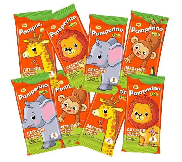 Салфетки влажные Pamperino Kids с ромашкой и витамином Е 8шт