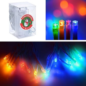 Электрогирлянда светодиодная 3 м, 20 ламп, цветная, на батарейках S0547