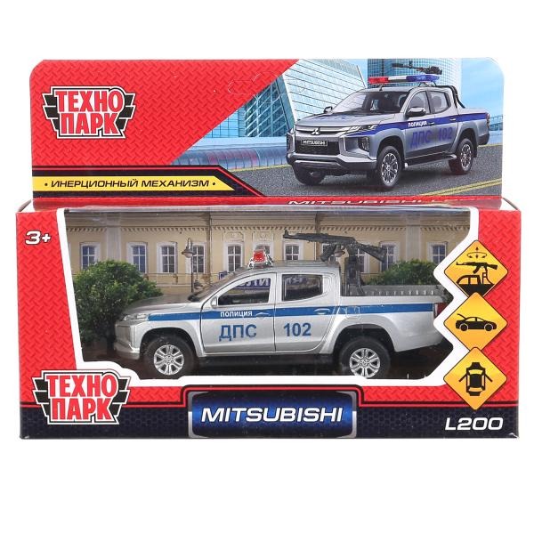 Модель ин.мет. Mitsubishi L200 Pickup Полиция 13 см, двери, багаж, кор. (Технопарк)