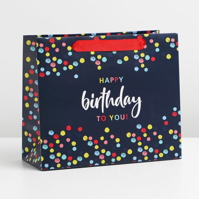 Пакет ламинированный горизонтальный Happy Birthday, ML 27 × 23 × 11,5 см