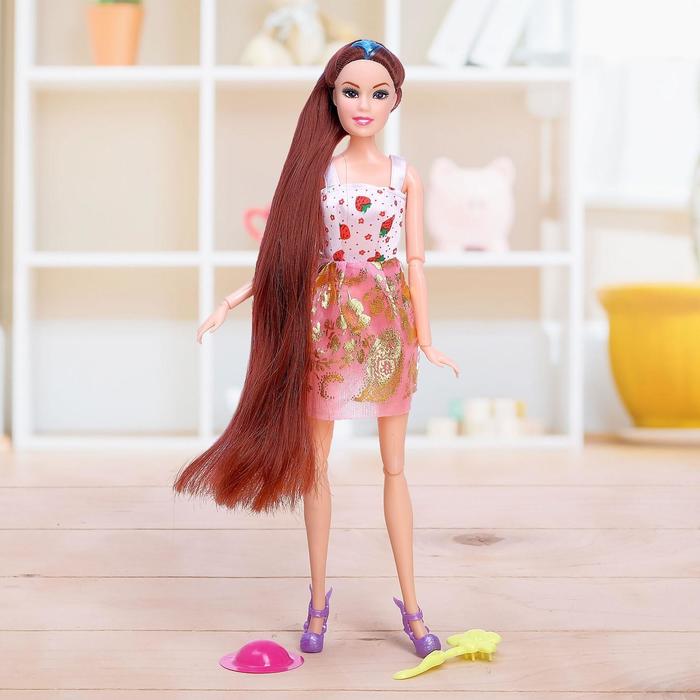 Кукла-модель шарнирная «Оля» в платье, с аксессуарами, МИКС