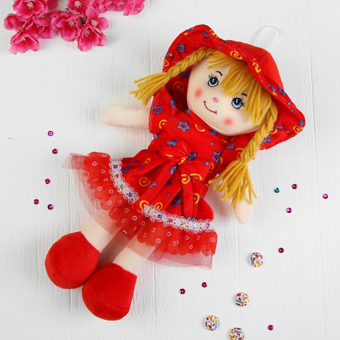 Мягкая кукла «Девочка», косички, с бантиком на платье, цвета МИКС